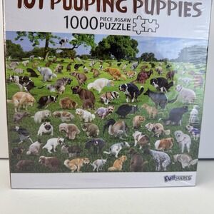 NEW‎ Sealed 101 Pooping Puppies, 1000 Jigsaw Puzzle 27 x 19 gag, White Elephant